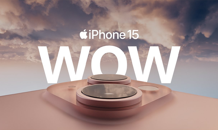 Publicité iPhone 15 WOW, représentation des couleurs d'Apple