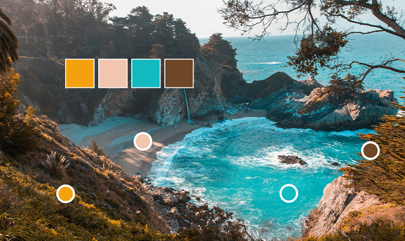Photo paysage avec une palette de couleurs qui correspond à la photo